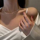 Popular Sparkling Necklace for Women Silver Colour Clavicle Chain Choker Fashion Jewelry Wedding Party Birthday Gift PlatiNum