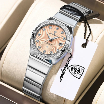 Orologio da donna POEDAGAR, raffinato, impermeabile, luminoso, con datario, in acciaio inossidabile, elegante orologio da polso al quarzo per donna. platinumshop