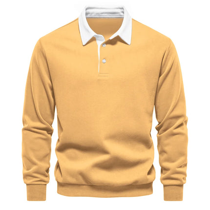 2025 Spring Autumn Polo Neck Sweatshirts for Men Fashion Smart Casual Cotton Mens Hoodies Sweatshirts High-Quality Pullover Tops