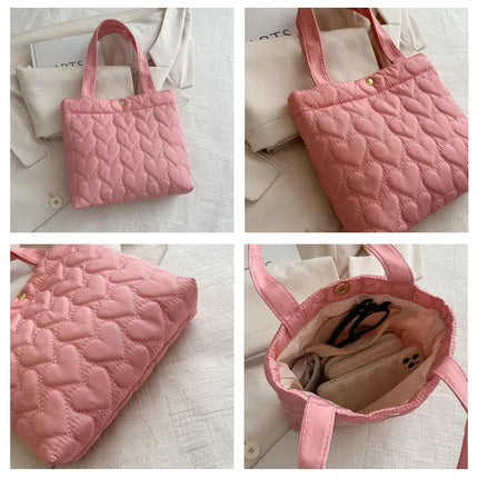 Puffer Shoulder Bag for Women Soft Down Cotton Padded Tote Handbag Purse Quilted Cross Body Bag Solid Color Bubbles Cloud Bag PlatiNum