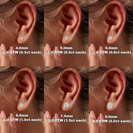 KNOBSPIN 2.0ct Moissanite Earrings for Women Lab Grown Diamond Ear Studs 925 Sterling Silver Fine Jewelry Gift PlatiNum