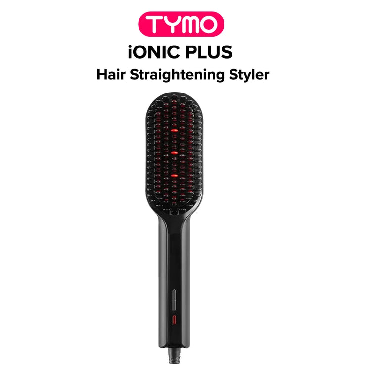 TYMO IONIC PLUS Straightening Brush, Professional Hair Straightener, LCD Display, Fast Heating, Anti-Burn, Fast Styling Hair Too