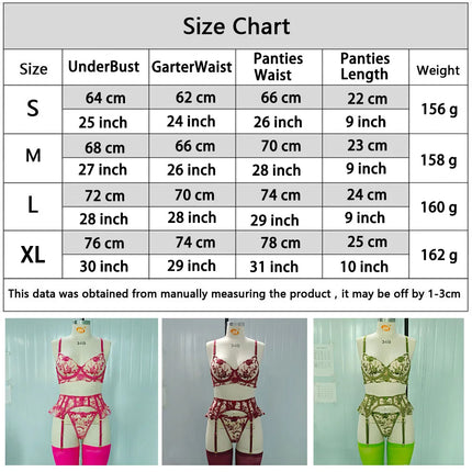 Sexy Lingeries Floral Embroidery Bow Lace Bra Garter Panty Set See Through Sheer Erotic Costumes Woman Underwear 4-piece Sets