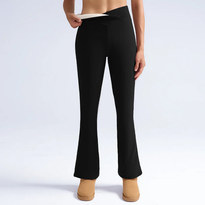 Fleece Women Leggings Thick Flared Pants High-Waisted Thermal Tights Tummy Control Winter Warm Legging Casual Wear