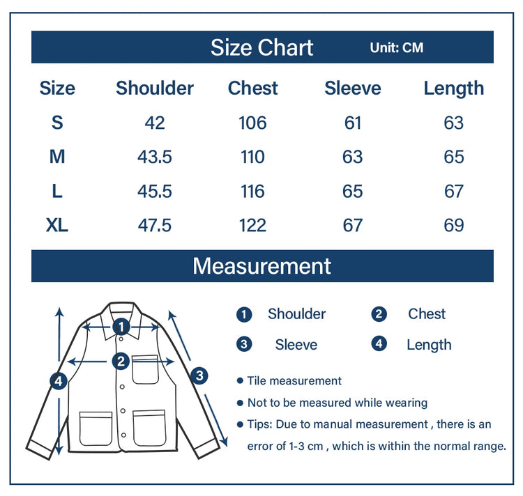 Vintage French Indigo Cargo Jacket Men Autumn Winter New Lapel Multi-pocket Blue Dyed Tooling Jacket Retro Casual Cardigan Coat