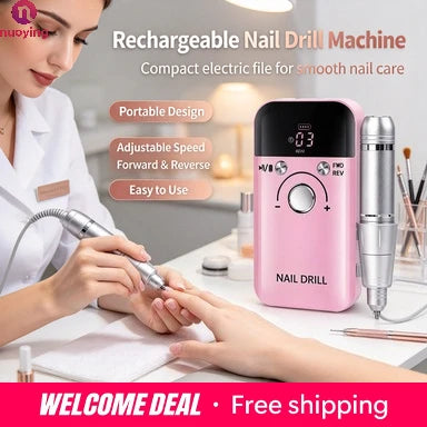 Portable Wireless Nail Drill, USB Rechargeable Electric Nail File, Adjustable Speed Nail Polishing Machine for Removing Gel, Acrylic Nails, Manicure Pedicure Tool for Home Salon