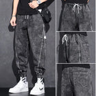 Loose Elastic Waist Denim Jeans for Men 2024 Fashion Casual Spring Workwear Foot-Tied Pants with Brand Workwear Baggy Trousers PlatiNum