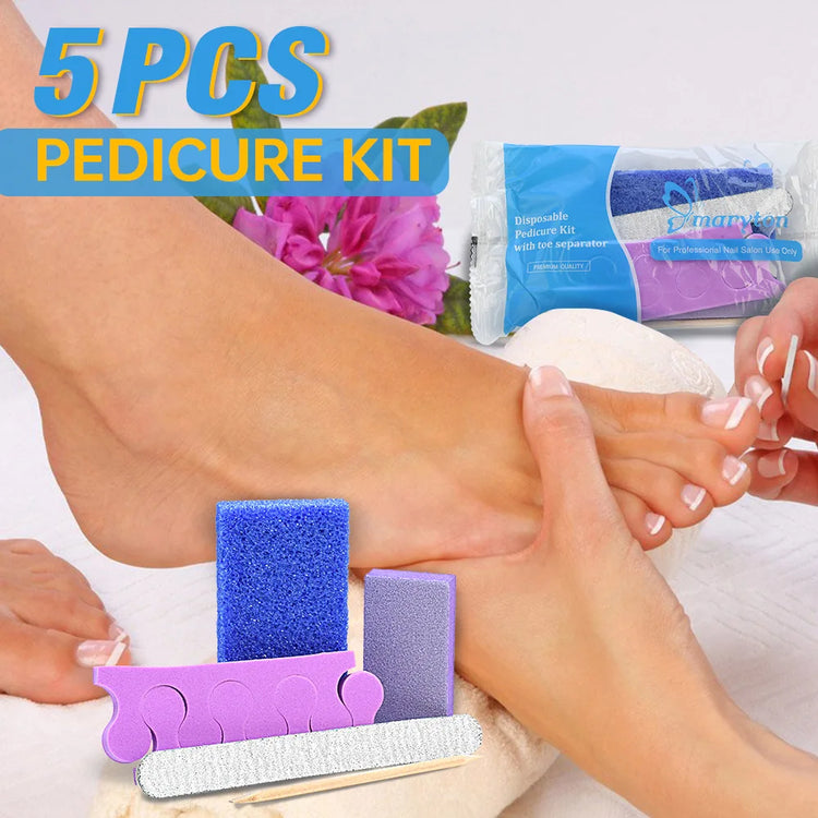 600 Sets/Carton Disposable Pedicure Sets 5Pcs Disposal Pedicura Kit With Cuticle Wood Stickfor Professional Nail Salon Tools