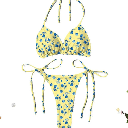 Nuovo Stile Bikini Due Pezzi da Donna Stampato, Fresco e Alla Moda, con Laccetti al Collo, Sexy e Trendy platinumshop