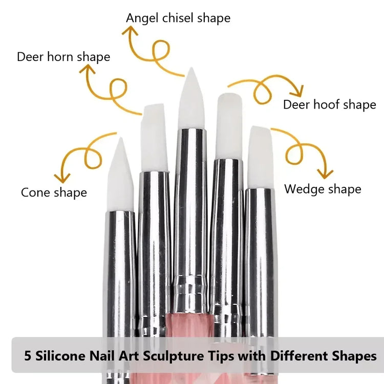 10Pcs Nail Liner Brush Set UV Gel Nail Brushes Kits Silicone Point Flower Nail Pen French Stripe Line Painting Drawing Tools