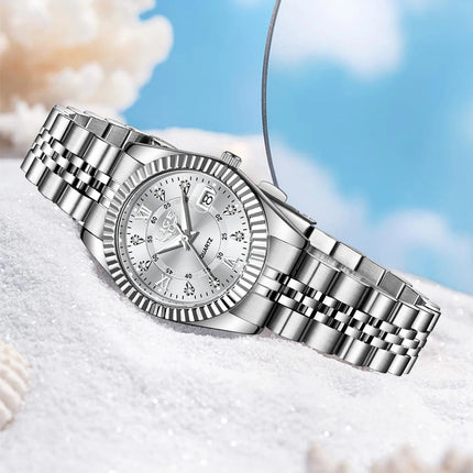 Orologio da Polso LIGE di Lusso con Strass per Donna, Cinturino in Acciaio Inossidabile, Movimento al Quarzo, Regalo, Reloj Mujer platinumshop