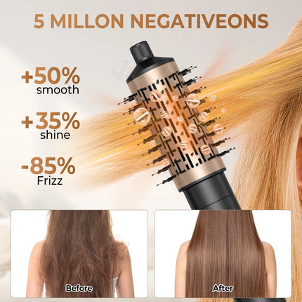 3 in Hair Dryer Brush Rotating Blow Dryer Brush Hot Air Styler Electric Hairdryer Hot Air Spin Brush Set Curling Iron Comb