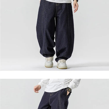 Jeans Dritti da Uomo Primavera Autunno Stile Retrò Casual High Street Gamba Larga Pantaloni in Denim Uomo Hip Hop Oversize Streetwear