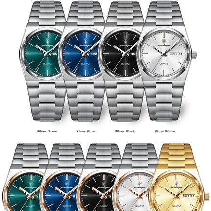 POEDAGAR Top squisito orologio da polso da donna impermeabile al quarzo luminoso orologio da donna casual data settimana orologi da donna in acciaio inossidabile platinumshop