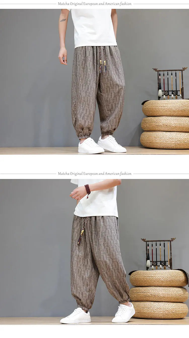 Pantaloni a Gamba Larga Stile Cinese in Corduroy, Pantaloni Lantern da Uomo, Comodi e Traspiranti per Autunno e Inverno, Jogger Casual