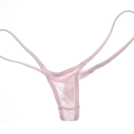 Women's Thin Ice Silk High Elastic Thong Mini Low-rise Sexy Sheer Single Layer Underwear