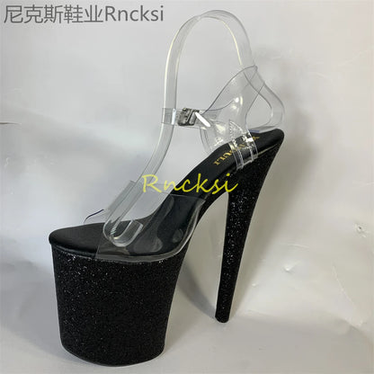 20cm High-heeled sandals women's new transparent word with high heels, stilettos and sexy super high-heeled sandals