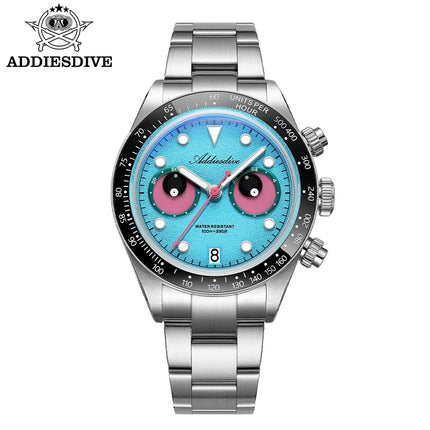 ADDIESDIVE New Men Watch AD2557 Luxury Chronograph VK64 Quartz Wristwatch Ceramic Bezel Luminous Dive 100m Waterproof 40mm Watch