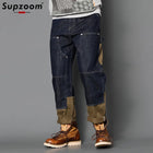 Supzoom New Arrival Hot Sale Top Fashion Autumn Zipper Fly Stonewashed Casual Patchwork Cargo Denim Pockets Cotton Jeans Men PlatiNum