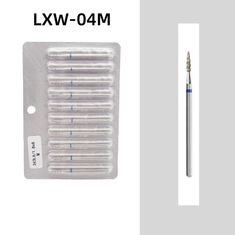 10Pcs Tornado Flame Diamond Nail Drill Bit Fine&Medium Grit Size Manicure Cutters Rotary Burr Drill Accessories Spiral Nail Tool2028 Nail Tools
