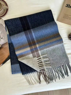 High Quality 100% Pure Wool Scarf Women Classic Chic  Autumn Winter Colorful Plaid Tassel Warm Muffler Female Thermal Shawl Lady