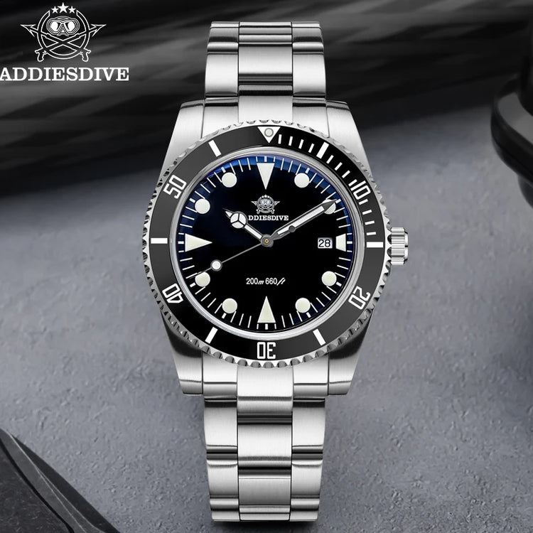 ADDIESDIVE New Gift Watch For Men AD2068 Quartz Watches 39mm Waterproof 200m Ceramic Bezel BGW9 Luminous Diving Leisure Wristwat