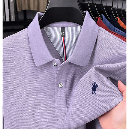 High-end branded long-sleeved polo shirt, 100% cotton, new business men's leisure lapel t-shirt, luxury comfort with Paul pony embroidery