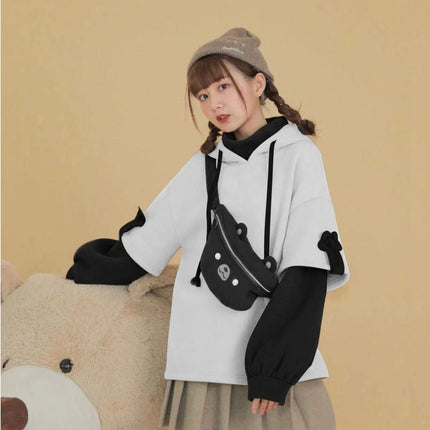 Y2K Clothes Cute bear backpack in spring and autumn  fashion Hoodie Women's winter Harajuku loose casual street clothes Japanese