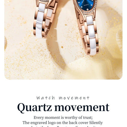 OLEVS 7131 Orologio da Donna Elegante con Movimento al Quarzo, Cinturino in Porcellana, Impermeabile 30m, Quadrante con Diamanti, Orologio alla Moda per Donne platinumshop