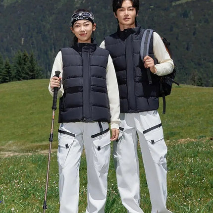 Winter High-density T400 Small-interval Warm Cotton-padded Vest Double Front Flap with Snap Buttons and Zippers