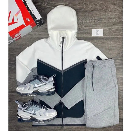 Men's Sports Coat Men's Spring and Autumn New European Size Sportswear Pants Hoodie Hooded Casual Set Tracksuit Men PlatiNum