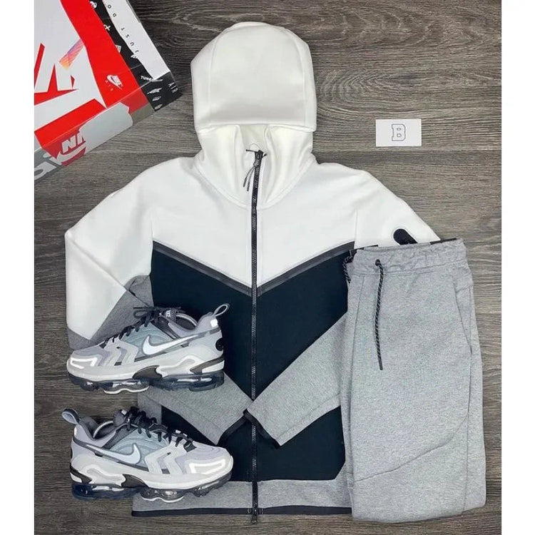 Men's Sports Coat Men's Spring and Autumn New European Size Sportswear Pants Hoodie Hooded Casual Set Tracksuit Men PlatiNum