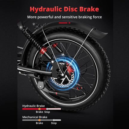 Bicicletta elettrica HiQiS S8 con motore da 25 km/h, 48V 25AH, doppia sospensione, pneumatici fat da 20 pollici, lunga autonomia di 50 km, e-bike per adulti