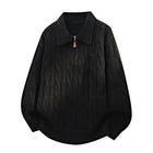 Men's  Knit Sweater Pullover Solid Color Long Sleeve Lapel zipper-Up Fall Winter Loose Warm Casual top