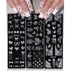3pcs Bow Tie Nail Stamping Plates Butterfly Design Floral Flower Leaf  Nail Art Stamp Stencil Printing Template Manicure Tools
