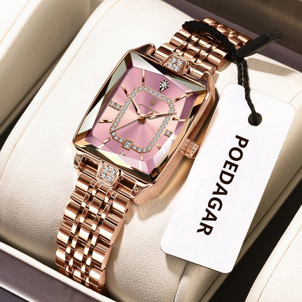 POEDAGAR Orologio da donna di lusso Impermeabile Data Orologio da polso da donna casual di alta qualità Orologio da donna elegante al quarzo in acciaio inossidabile platinumshop