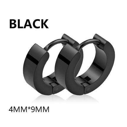Orecchini a cerchio in acciaio inossidabile con glassa larga 2 pezzi orecchini rotondi neri per donna uomo Punk Vintage Circle Earring Jewelry Statement platinumshop