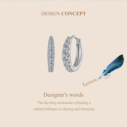 BAMOER Moissanite Huggie Hoop Earrings for Women, 925 Sterling Silver Hypoallergenic Earrings with White Gold Plated MSE092 PlatiNum