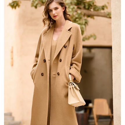 DUTRIEUX Women's Coat Double-sided 10% Cashmere 90% Wool Women's Long Coat Jacket, 2025 Winter New Long Cashmere Coat Women