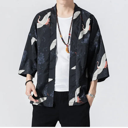 Camicie Sottili da Uomo con Stampa Tradizionale, Abbigliamento Asiatico, Kimono Giapponese, Camicie Yukata da Uomo, Top Larghi da Donna Stile Harajuku, Cappotto Taglie Forti fino alla 5XL