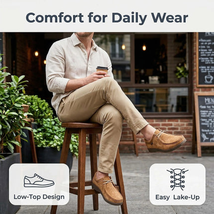 Scarpe Casual da Uomo in Vera Pelle, Mocassini Eleganti Cuciti a Mano, Sneakers Casual con Lacci