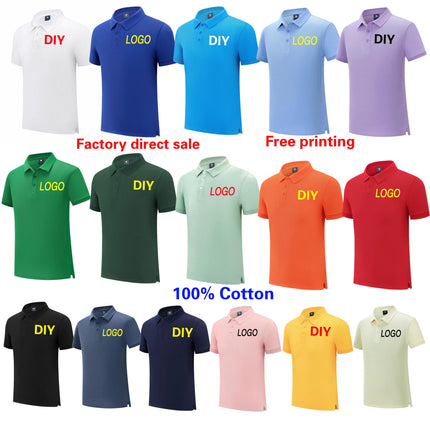 100% cotton work polo shirt, custom pure cotton polo, corporate culture short-sleeved T-shirt, embroidery, print, logo, word