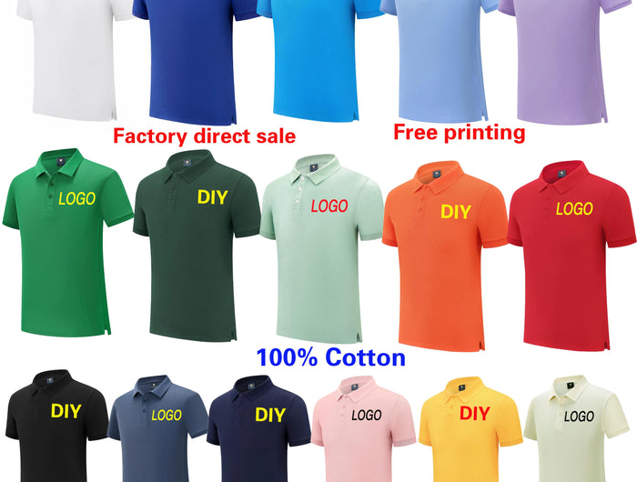 100% cotton work polo shirt, custom pure cotton polo, corporate culture short-sleeved T-shirt, embroidery, print, logo, word
