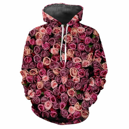 New Flower Fun 3D Harajuku Printing Street Fashion Avant-garde Men's And Women's Soft Comfortable Trend Rose Party Hoodie Top
