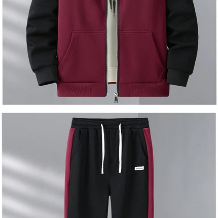 Big size thick hoodie set for men autumn winter casual plus size cardigan jacket hooded two-piece set 170kg 11xl suits for men