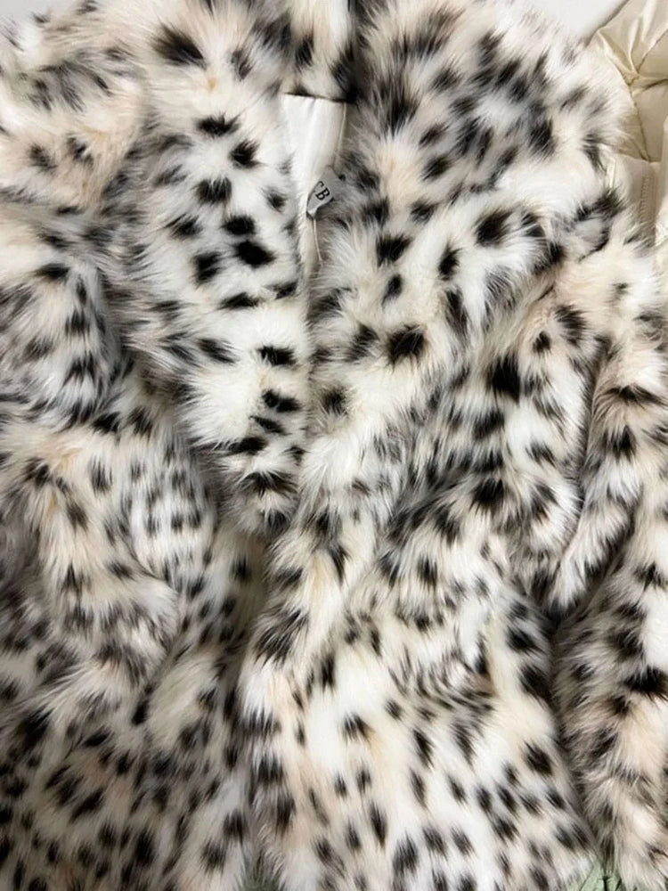 ZADORIN Luxury Belted Long Leopard Faux Fur Coat Woman Y2k Clothes Fashion Lapel Thick Warm Fluffy Jacket Fur Coats Outerwears