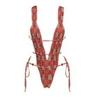 2025 Nuove stampe retrò scava fuori costume intero donna sexy costumi da bagno con lacci tropicale estate beachwear costume da bagno tuta platinumshop