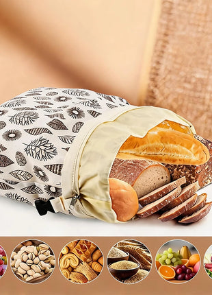 Borsa per Pane in Cotone Riutilizzabile con Chiusura a Fibbia, 2 Pezzi, 43x33cm, Tessuto Traspirante per Cucina e Viaggi