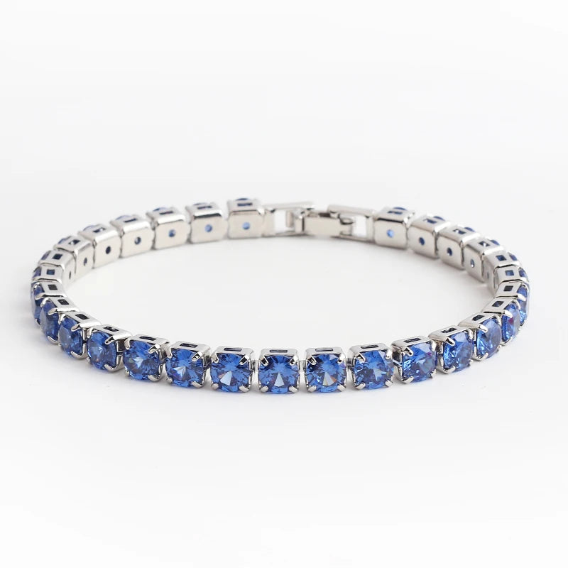 Collana a catena da tennis lucida con zirconi AAA da 5 mm Donna Uomo Hip Hop Iced Out Bling Blue CZ Collana Gioielli in oro 18 carati Regalo di fascino