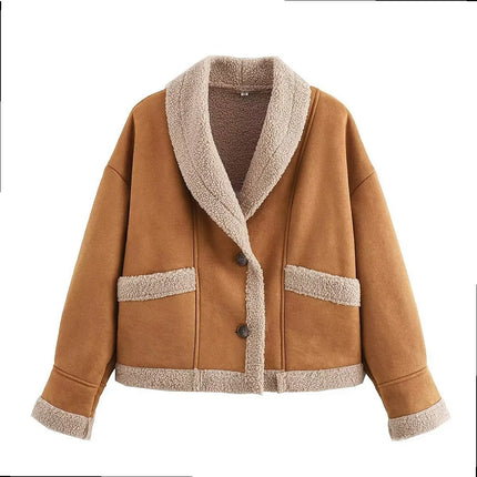 Women Winter Wool Coat Faux Fur Outerwear Vintage Fall Spring Jackets